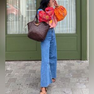 ZARA MARINE Wide-Leg Blue Denim Jeans WOMENS Size 2